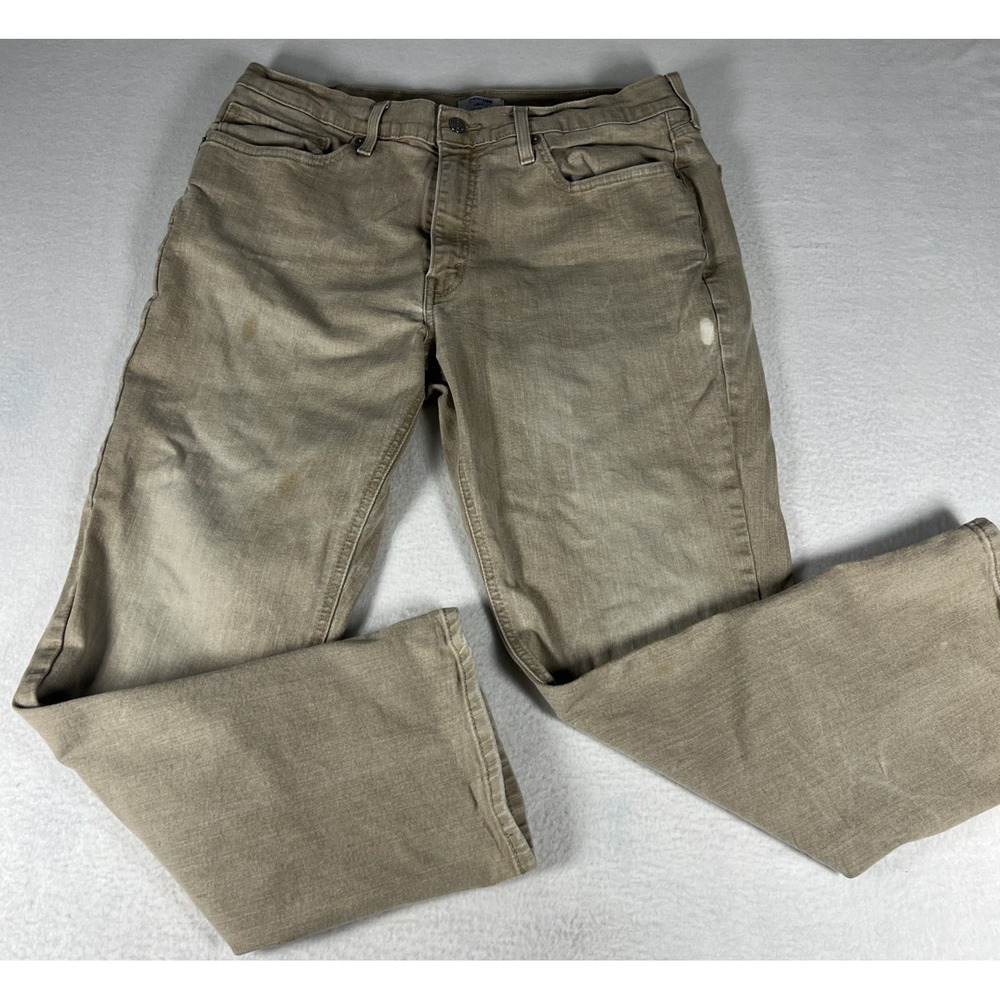 Denizen Levi's 231 Athletic Jeans Mens 38x30 Tan Khaki Good Weathered Distressed